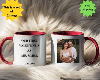 First valentine as Mr and Mrs Mug set of 2, 1st  valentine Married, Valentine Gift for Newly Wed, Couple  valentine Gift, Mr and Mrs Gifts