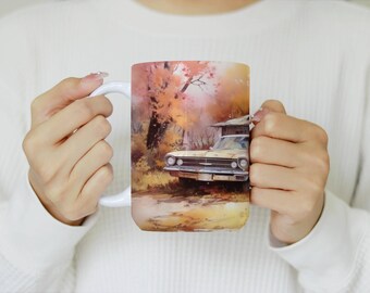 Herbst Dorf Becher, Herbst Vibes Becher, Hallo Herbst Tassen,Herbst Kaffeebecher,Herbst Szene Keramikbecher,Herbst Becher Geschenk,Kürbis Becher,Herbst Becher(11 Unzen, 15 Unzen)