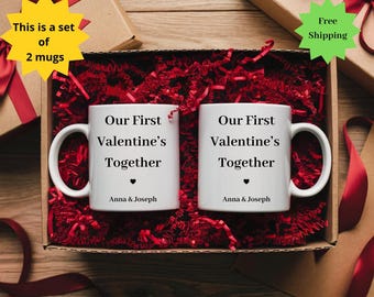 Personalized Our First Valentines together Mug set of two, Valentine Gift,1st valentines, valentines couple gift, Valentine mug, couple gift