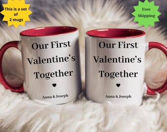 Personalized Our First Valentines together Mug set of two, Valentine Gift,1st valentines, valentines couple gift, Valentine mug, couple gift
