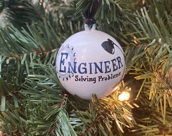 Engineer Ornament Solid Wood Ball (2" Round) - Personalized FREE