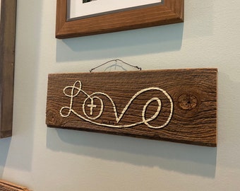 Barn Wood Sign LOVE John 3:16 - Original Barn Wood - Hand Painted