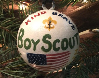 Boy Scouts - Scout Law - Wood Ball (2" Round) Ornament - Hand Painted - Personalized FREE