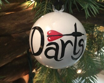 Darts - Dart Player- Bullseye - Hand Painted - Wood Ball (2" Round) Ornament - Personalized FREE