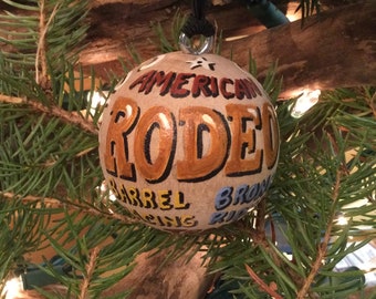 Rodeo - Roping - Bull Riding- Cowboys - Cowgirls- Barrel Racing - Bronc Riding - Wood Ball (2" Round) Ornament - Personalized FREE