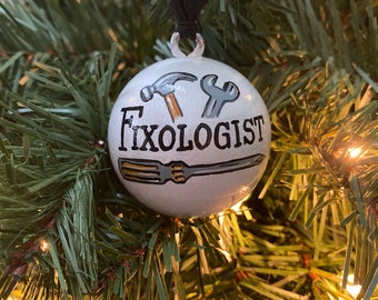 Fixologist- Hand Painted Ornament Solid Wood Ball (2" Round)  - Personalized