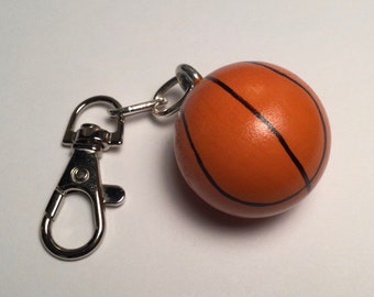 Personalized BASKETBALL Charm for Bag -  Backpack -  Key Ring - Zipper Pull