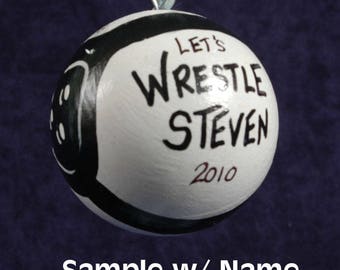 Wrestle - Hand Painted Ornament Solid Wood Ball (2" Round) - Personalized