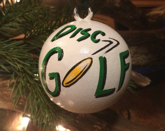 Disc Golf - Hand Painted Ornament Solid Wood Ball (2" Round)  - Personalized