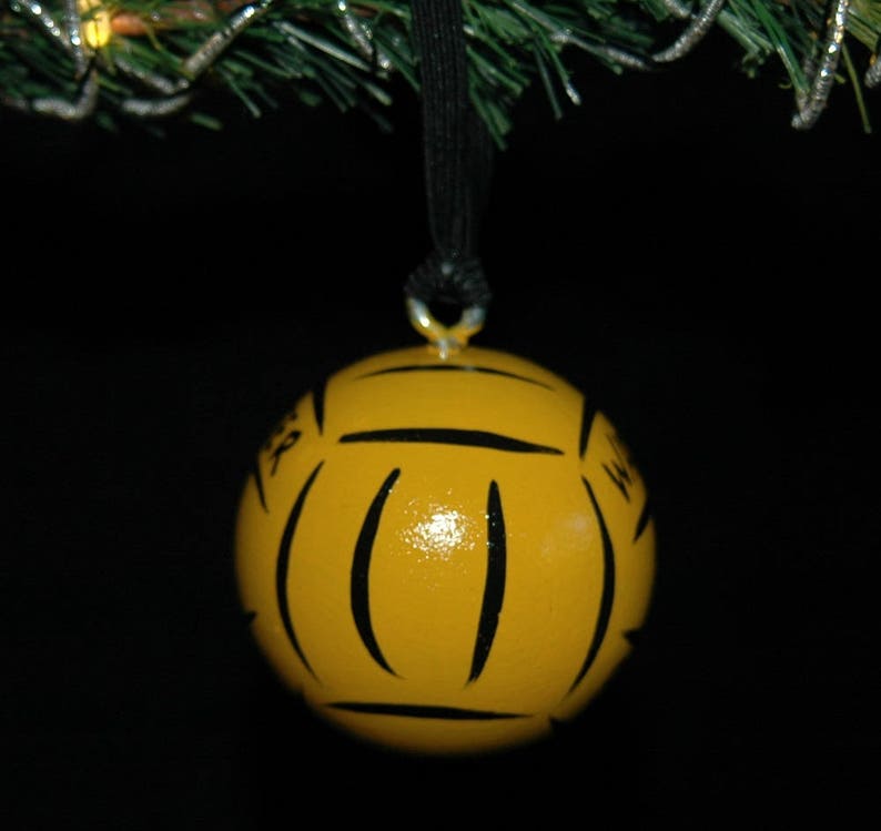 Water Polo Hand Painted Wood Ball 2 Round Ornament Personalized Solid Wood image 6
