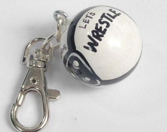 Personalized WRESTLE Charm for Purse -  Backpack -  Key Ring - Zipper Pull