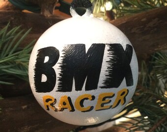 BMX - BMX Racer - Biker-  Defy Gravity- Hand Painted - Wood Ball (2" Round) Ornament - Hand Painted - Personalized FREE