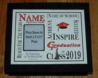 Graduation Memory Box PERSONALIZED with Name/School Name/School Colors/Activities/Sports/Sleeve for Graduate's Photo- Shipped Priority Mail