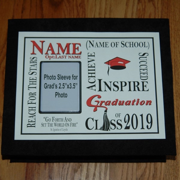 Graduation Memory Box PERSONALIZED with Name/School Name/School Colors/Activities/Sports/Sleeve for Graduate's Photo- Shipped Priority Mail