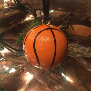 Basketball- Hand Painted Ornament Solid Wood Ball (2" Round) - Personalized