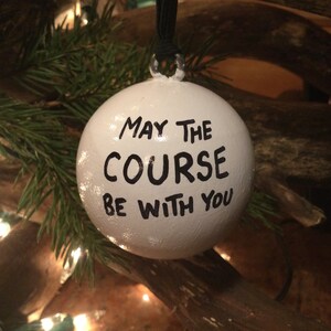 Disc Golf Hand Painted Ornament Solid Wood Ball 2 Round Personalized image 2