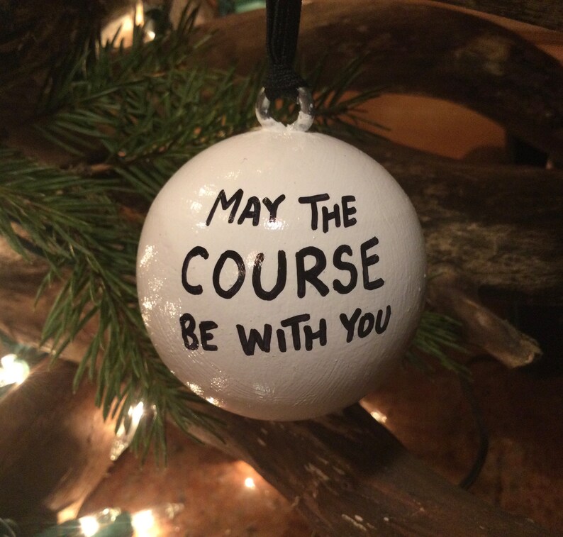 Disc Golf Hand Painted Ornament Solid Wood Ball 2 Round Personalized image 2