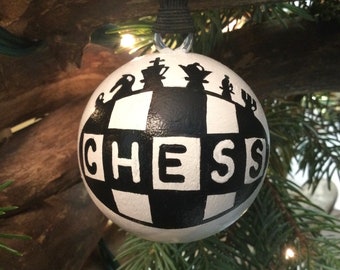 Chess - Checkmate- Wood Ball (2" Round) Ornament - Hand Painted - Personalized FREE