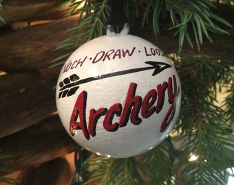 Archery - Target Shooting - Hand Painted - Wood Ball (2" Round) Ornament - Hand Painted - Personalized FREE