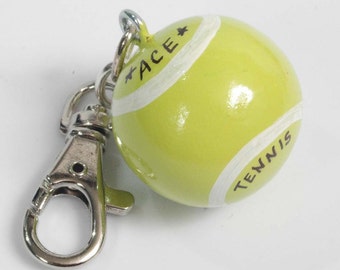 Personalized TENNIS Charm for Purse -  Backpack -  Key Ring - Zipper Pull