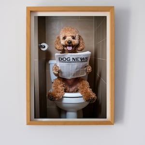 Poodle Wall Art, Funny Bathroom Decor, Poodle  Dog in Toilet, Animal in toilet, Petshop Art, Dog Art, Poodle  Gift, Digital Download