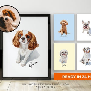 Personalized Watercolor Dog Portrait - Turn Your Photos into Watercolor Art, Dog Portrait, Photos to Portrait, Custom Painting, Dog Painting