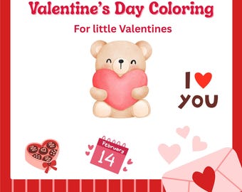 Målarbilder för Alla hjärtans dag | Målarbilder för Alla hjärtans dag för förskola | Åldrar 3–5 | Direkt nedladdning