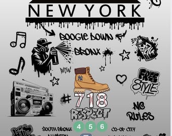 Utskrivbar väggkonst i Bronx | New Yorks tunnelbana | Digital konst i New York City | Modern urban inredning