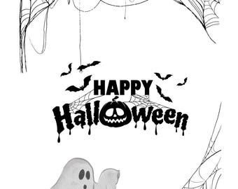 Spöklika roliga Halloween-målarbilder