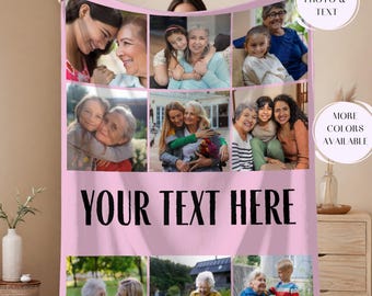 Personalized Photo Blanket Gift: Custom Picture Collage for Grandpa, Grandma, Mom