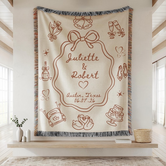 Custom Wedding Blanket Gift, Romantic Anniversary Gift For Couples, Bridal Shower Keepsake