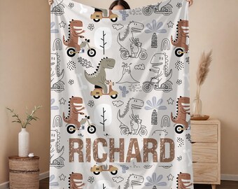 Personalized Dinosaur Baby Blanket: Custom Nursery Decor