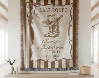 Last Rodeo Bachelorette Woven Blanket, Cowgirl Bach Party Decor, Western Photo Backdrop