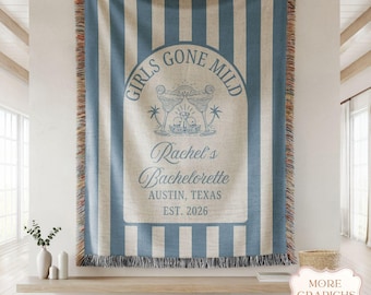 Personalized Bachelorette Woven Blanket, Girls Gone Mild Squad Throw, Bach Weekend Decor