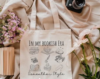 In My Bookish Era Tote Bag, Custom floral Bag, Bookish Tote Bag, Book Lover Gifts, Bookish Shoulder Bag, Bookish Gifts, Custom tote bag,