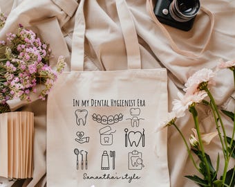 Personalized Dental Hygienist Tote Bag: Cotton Canvas Dentist Gift