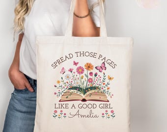Wildflower Book Lover Cotton Tote Bag