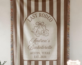 Last Rodeo Bachelorette Woven Blanket, Cowgirl Bach Party Decor, Western Photo Backdrop