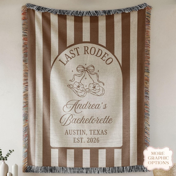 Last Rodeo Bachelorette Woven Blanket, Cowgirl Bach Party Decor, Western Photo Backdrop
