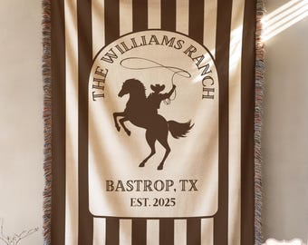 Custom Woven Ranch Blanket: Personalized Family Cowboy Keepsake