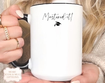 Personalized Graduation Mug: "Mastered It!" Custom Grad Gift