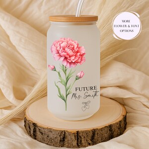 Personalized Future Mrs Coffee Glass Cup, Custom Engagement Gift, Bridal Shower Gift, Bride To Be, Fiancée Gift, Gift for Her