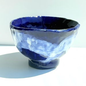 Blue Latte Cup with White Stripe