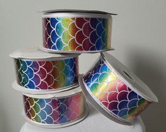 1.5" Mermaid Rainbow Ribbon Roll 10 yard, beautifully shine