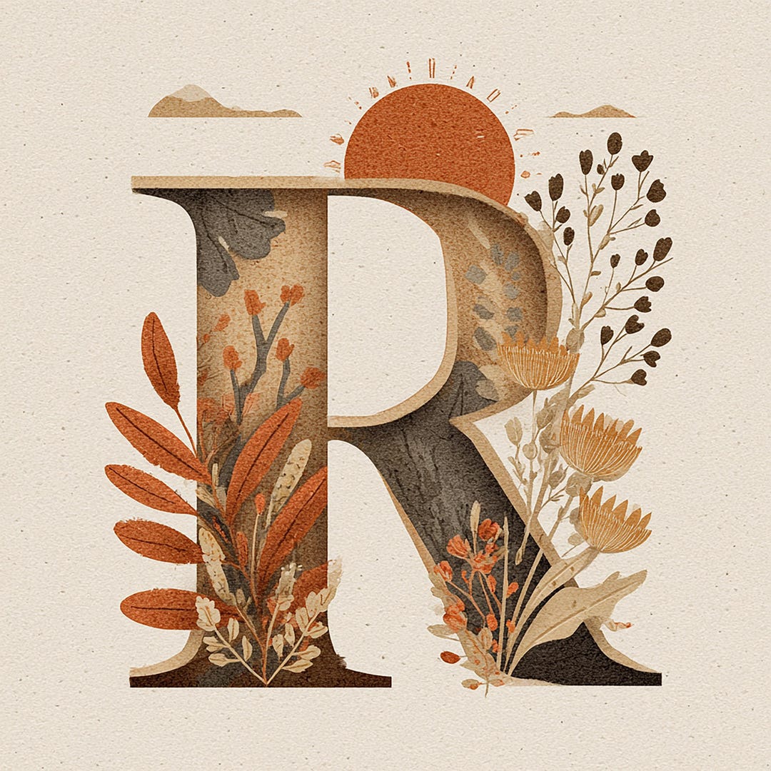 Boho Alphabet Letter R Wall Art Set of 4 Digital Download 300 DPI ...
