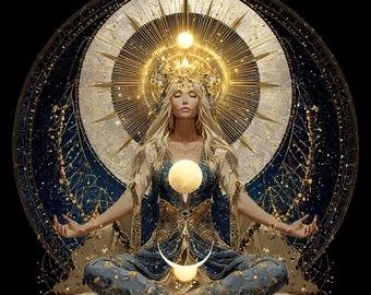 Göttliche Boho Sonnengöttin Wand Kunst Set von 5 Digitaler Download 300 DPI Heilige Weiblich Celestial Printable