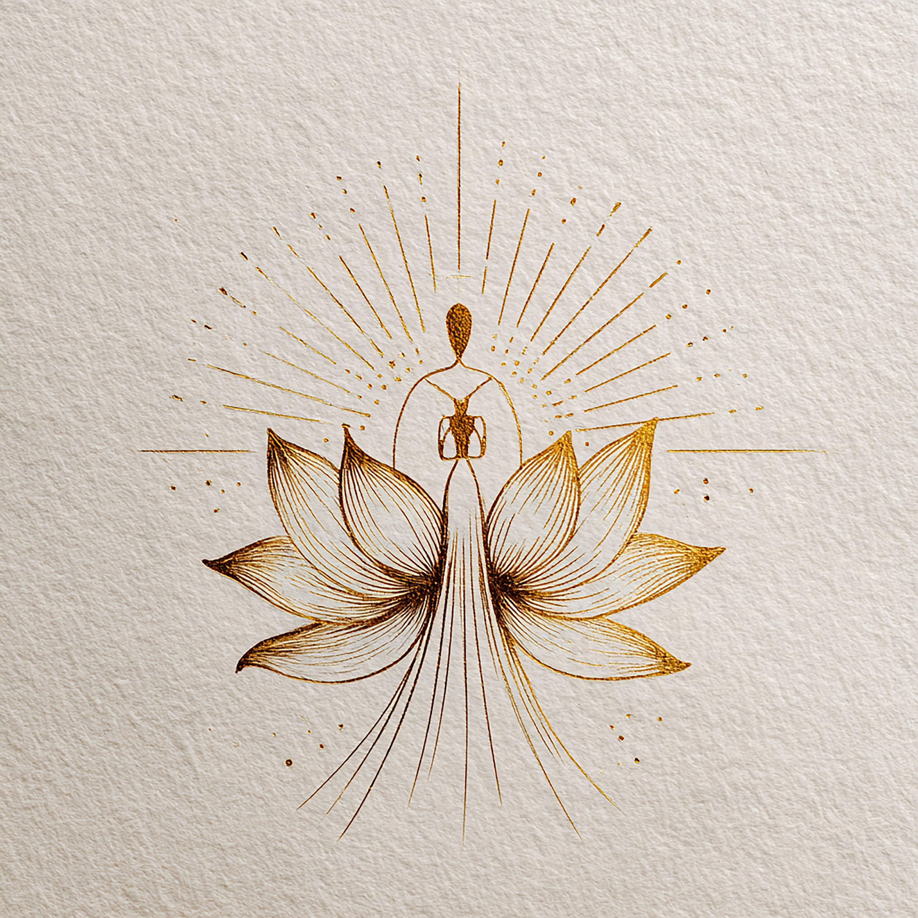 Golden Lotus Line Art Print – Feminine Spiritual Wall Decor (digital ...