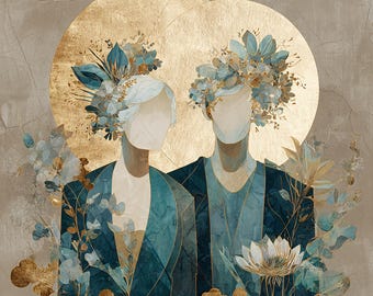 Inspired Boho Union – Floral Boho Couple Art