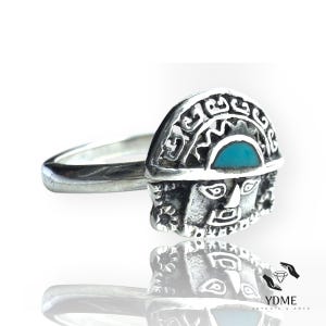 Bague En Argent Massif - Motif Coloré 3 Couleurs - Taille 54 - Occasion