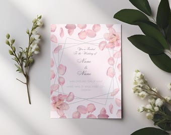 Downloadbare sjabloon voor elegante bloemenhuwelijksuitnodiging